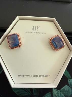 Bomb Party ER93259 The Game Changers Stud Earrings with Lab-Created Blue Moonsto